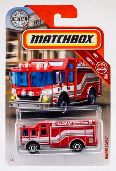 2019 Matchbox #60 Hazard Squad RED | HAZMAT COUNTY FIRE DEPARTMENT | FSC