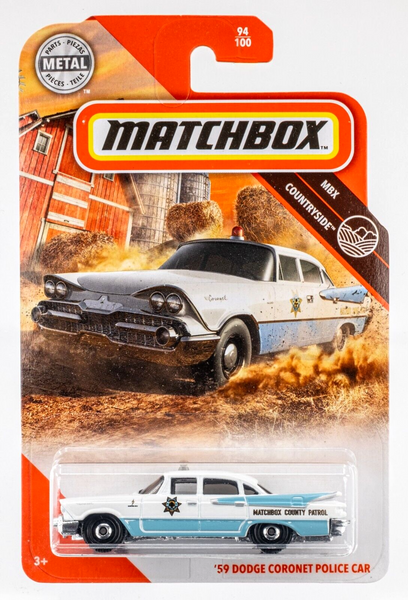 2020 Matchbox #94 '59 Dodge Coronet Police WHITE | BLUE | COUNTY PATROL | FSC