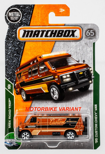 2018 Matchbox #102 '95 Custom Chevy Van COPPER | MOTORBIKE VARIANT | FSC