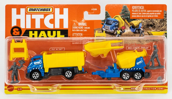 2022 Matchbox Hitch & Haul #5 MBX Construction Zone INC CONSTRUCTION | YLLW DRUM