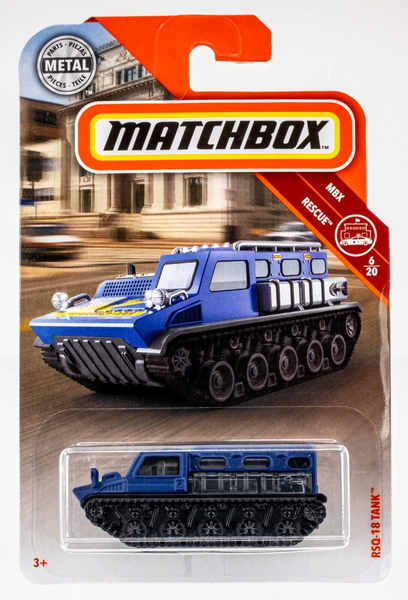 2019 Matchbox #44 RSQ-18 Tank MATTE BLUE | EMERGENCY VEHICLE 4 | FSC