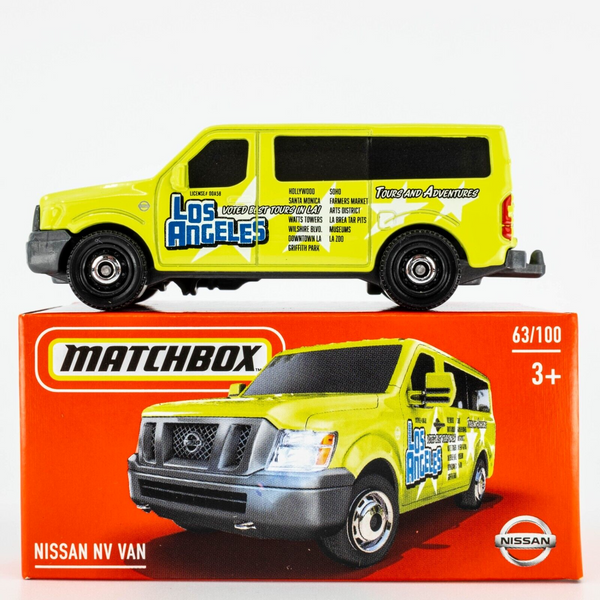 2024 Matchbox Power Grabs #63 Nissan NV Van SAFETY YELLOW | L. A. TOURS | FSB