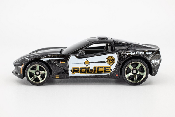 2018 Matchbox #62 '14 Chevy Corvette Stingray BLACK METALLIC | POLICE | MINT