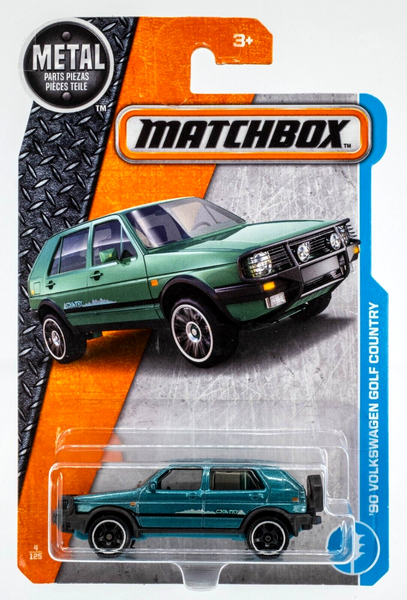 2017 Matchbox #4 '90 Volkswagen Golf BLUE | 2 HATCH ITEMS | 10-SPK CARD ART |FSC