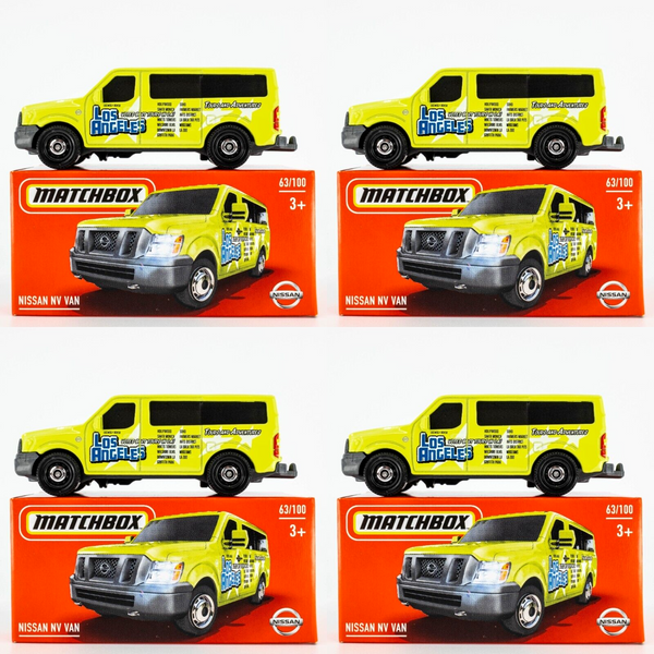 2024 Matchbox Power Grabs #63 Nissan NV Van SAFETY YELLOW | 4-PACK LOT | FSB