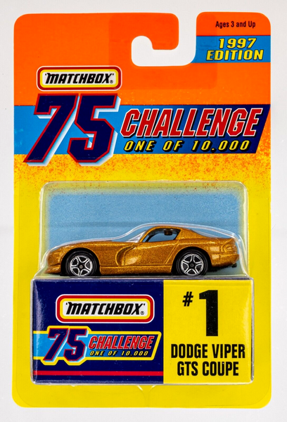 1997 Matchbox Gold Challenge #1 Dodge Viper GTS Coupe GOLD METALLIC | FSC