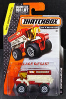 2015 Matchbox #42 Sowing Machine RED / DUAL-RINGED EIGHT-DOT WHEEL / MOC