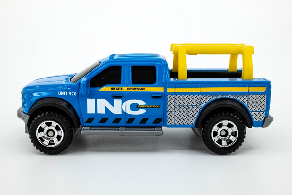 2022 Matchbox "MBX Road Crew II" Ford F-150 Truck BLUE | INC CONSTRUCTION | MINT