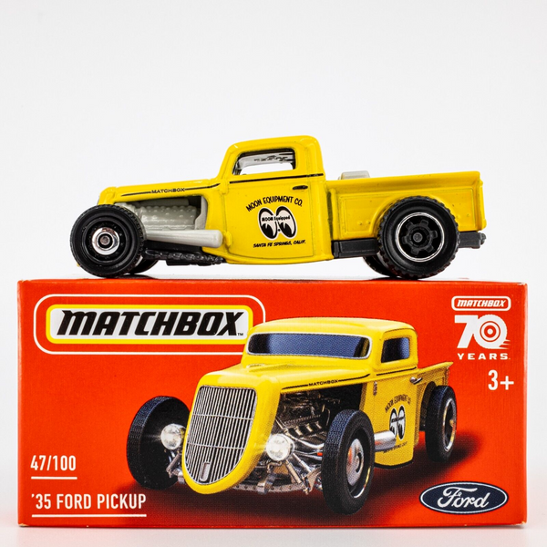 2023 Matchbox Power Grabs #47 '35 Ford Pickup YELLOW | MOONEYES | FSB