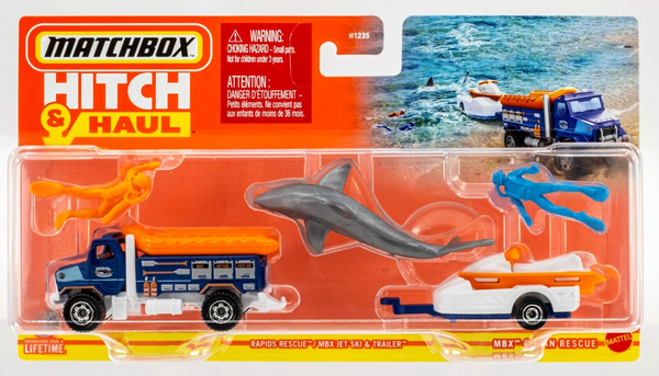 2024 Matchbox Hitch & Haul MBX Ocean Rescue | Rapids Rescue | WHITE Trailer