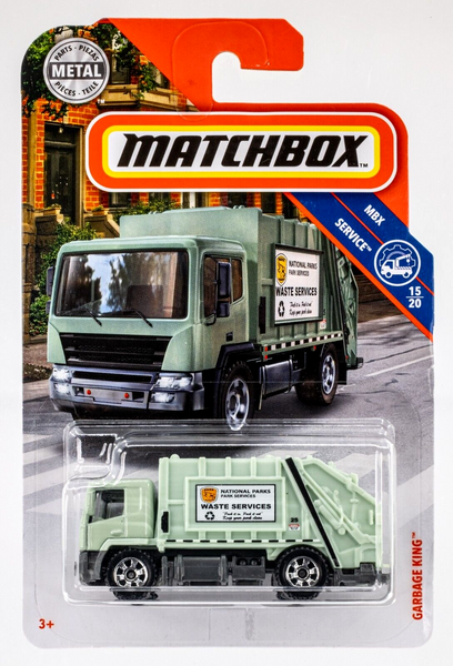 2019 Matchbox #91 Garbage King GREEN | NATIONAL PARKS WASTE SERVICES | FSC