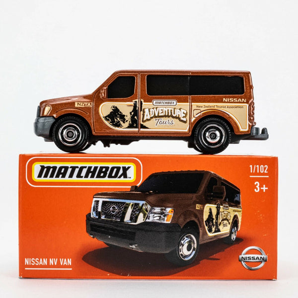 2022 Matchbox Power Grabs #1 Nissan NV (Passenger) Van BROWN | NEW ZEALAND | FSB