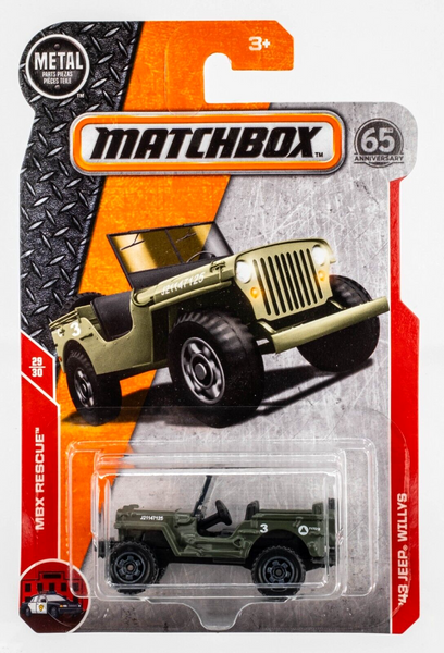 2018 Matchbox #121 '43 Jeep Willys FLAT ARMY GREEN | FSC