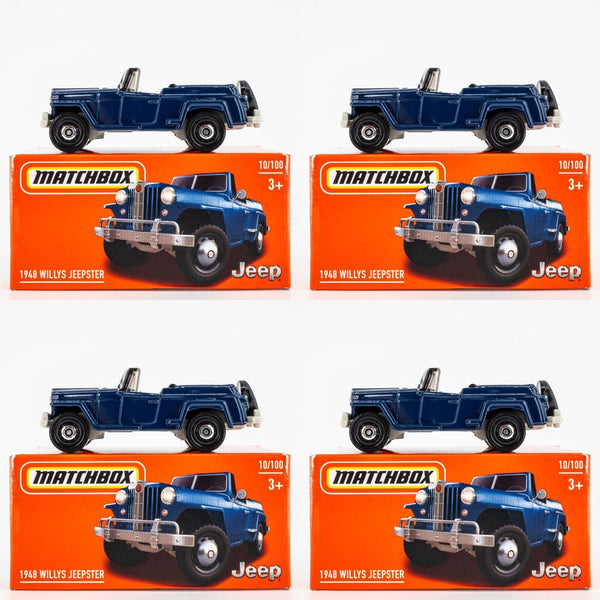 2024 Matchbox Power Grabs #10 1948 Willys Jeepster BLUE | 4-PACK LOT | FSB