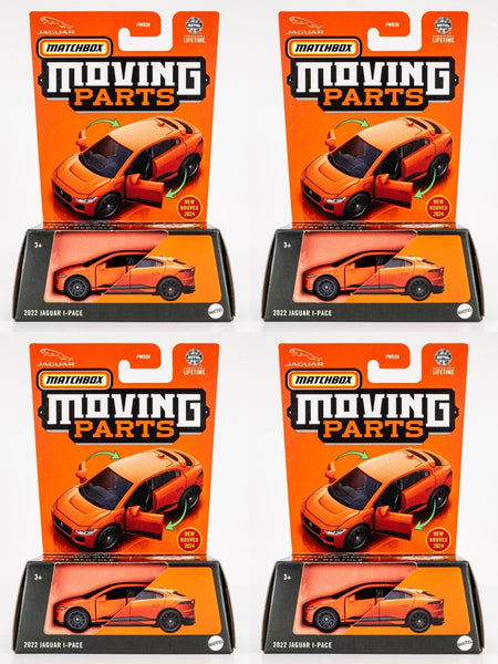 2024 Matchbox Moving Parts #5 2022 Jaguar I-Pace FLAT ORANGE | 4-PACK LOT | FSC