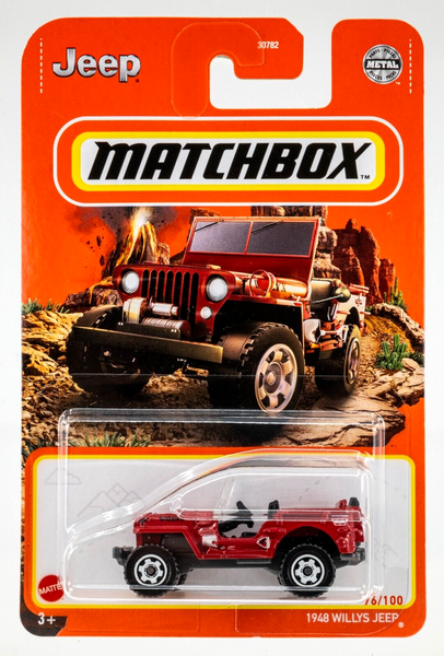 2021 Matchbox #76 1948 Willys Jeep HARVARD RED | WARN | FSC