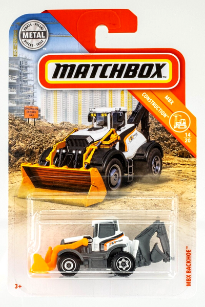 2019 Matchbox #23 MBX Backhoe WHITE | MBX EQUIPMENT RENTALS | FSC