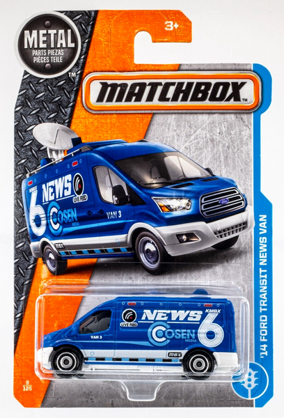 2017 Matchbox #9 '14 Ford Transit News Van BLUE | KMBX 6 NEWS COSEN MEDIA | FSC