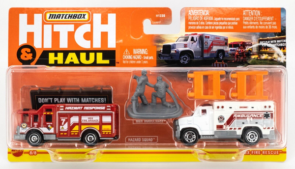 2022 Matchbox Hitch & Haul #8 MBX Fire Rescue | Hazard Squad | GREY FIREMEN