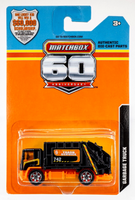 2013 Matchbox 60th Garbage Truck BLACK | ORANGE | LARGE RIM WHEEL | FSC