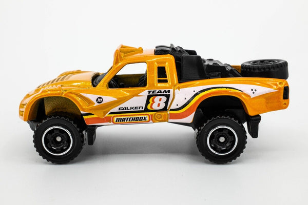 2022 Matchbox "MBX Rally II" Baja Bullet ORANGE METALLIC | FALKEN TEAM 8 | MINT