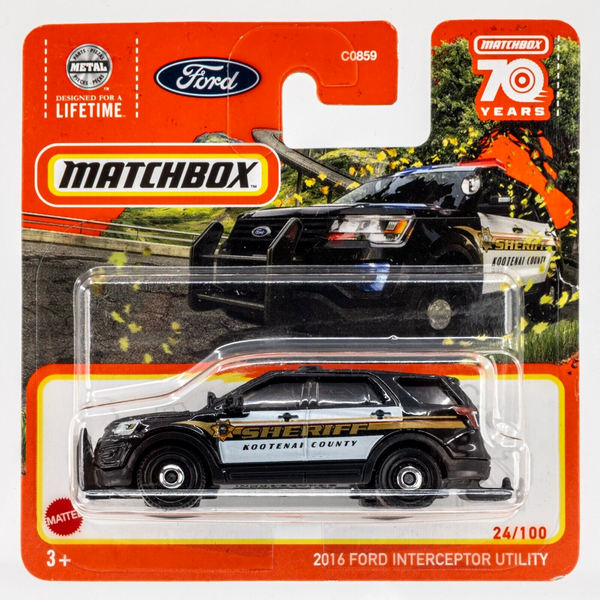 2023 Matchbox #24 2016 Ford Interceptor Utility BLACK | SHERIFF KOOTENAI | FSSC