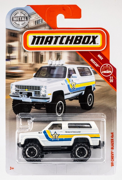 2019 Matchbox #53 '89 Chevy Blazer 4x4 WHITE PEARL | MBX COUNTY SHERIFF | FSC