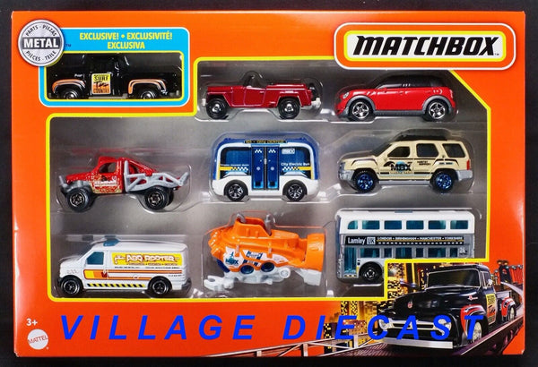 2021 Matchbox 9-Pack w/Exclusive 1956 Ford F-100 BLACK | Two-Story Bus | FSB