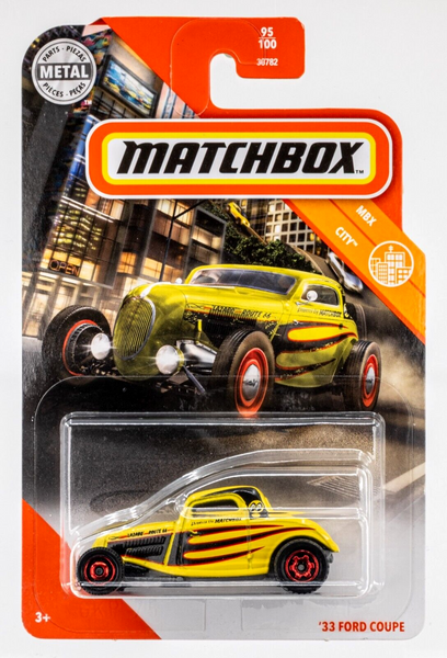 2020 Matchbox #95 1933 Ford Coupe YELLOW | LA2ABQ ROUTE 66 | MOONEYES | FSC