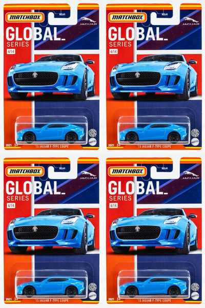 2021 Matchbox Global Series #4 '15 Jaguar F-Type Coupe BLUE | 4-PACK LOT | FSC