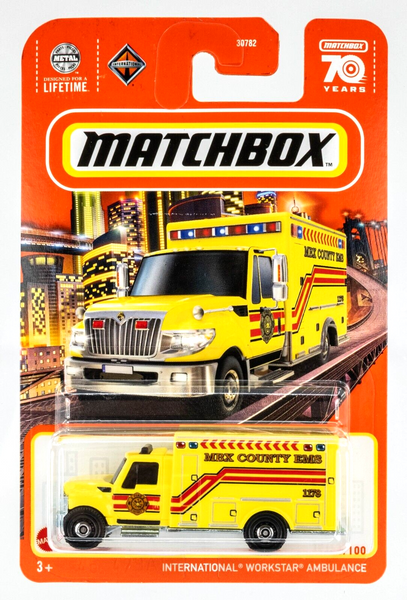 2023 Matchbox #38 International Workstar Ambulance YELLOW | MBX COUNTY | FSC