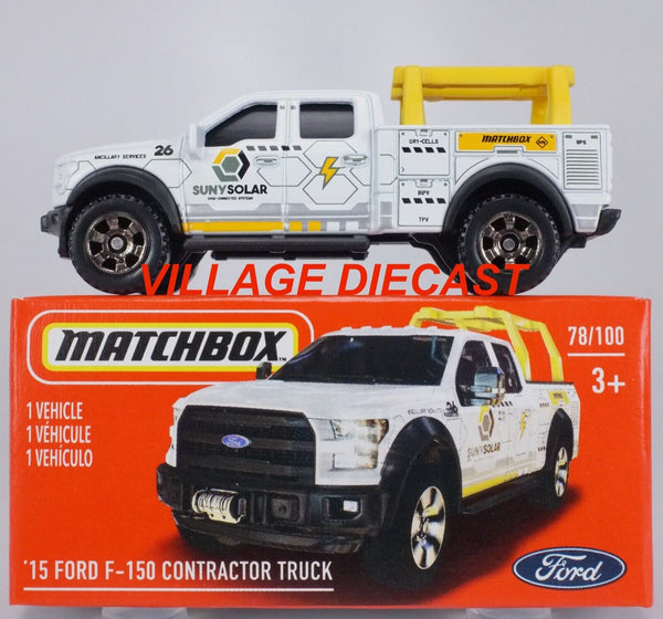 2021 Matchbox Power Grabs #78 '15 Ford F-150 Contractor Truck WHITE / SOLAR /MIB