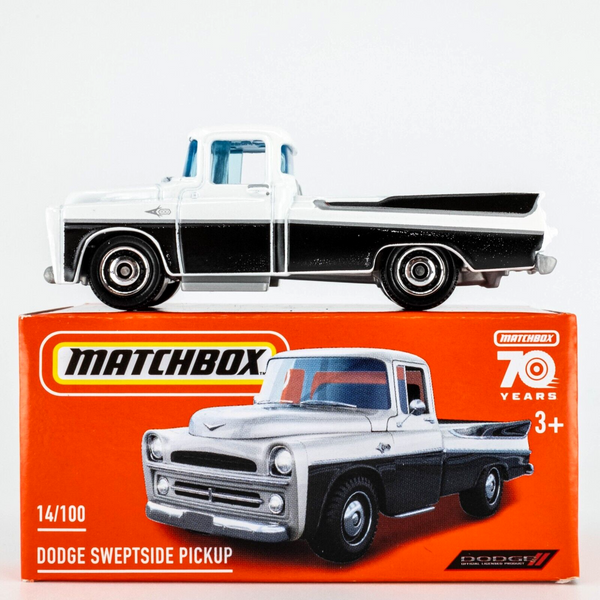 2023 Matchbox Power Grabs #14 Dodge Sweptside Pickup GLACIER WHITE | BLACK | FSB