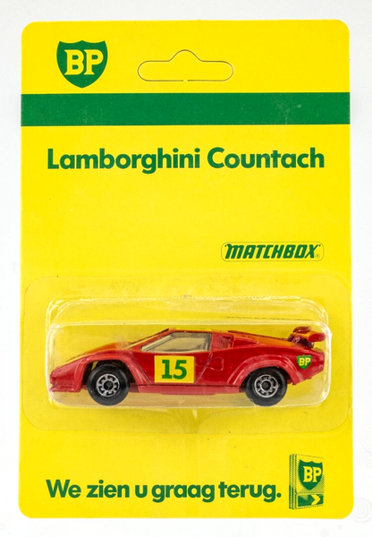 1988 Matchbox BP Series Lamborghini Countach LP 500 S RED | CREASED CARD | FSC