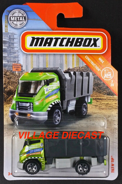 2019 Matchbox #34 Tilt 'n' Tip GREEN METALLIC / CITY SERVICES / MOC