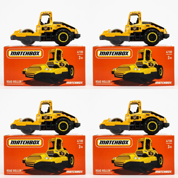 2022 Matchbox Power Grabs #4 Road Roller™ YELLOW | MATCHBOX CITY | 4-PACK LOT