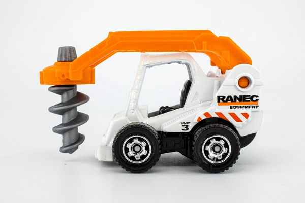 2021 Matchbox "MBX Road Crew" Drill Digger WHITE | RANEC EQUIPMENT | MINT