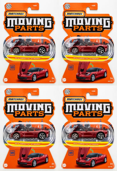 2022 Matchbox Moving Parts #48 2016 Corvette Stingray RED | 4-PACK LOT