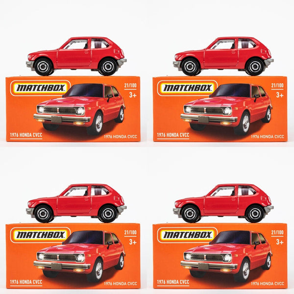 2022 Matchbox Power Grabs #21 1976 Honda CVCC SOFIA RED | 4-PACK LOT | FSB