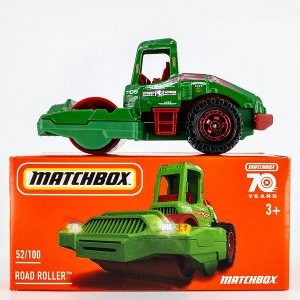 2023 Matchbox Power Grabs #52 Road Roller GREEN | RED | STREET WORKS | FSB