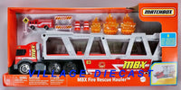 2021 Matchbox MBX Fire Rescue Hauler w/ Hazard Squad / Cones, Signs, & Fire