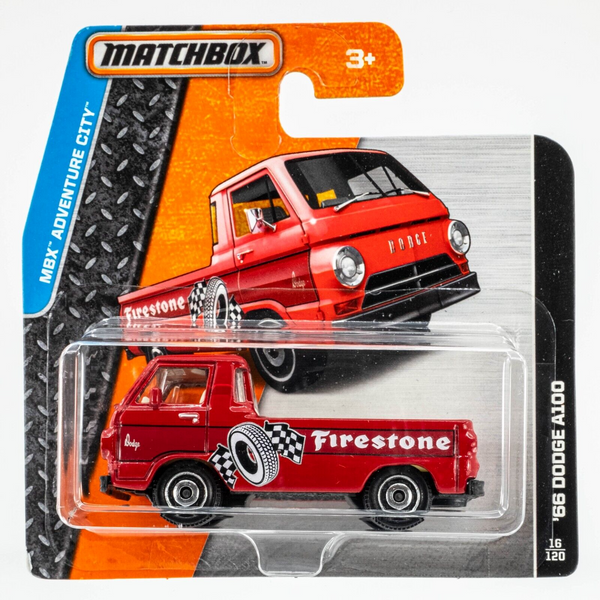 2015 Matchbox #16 1966 Dodge A100 Pickup RED | FIRESTONE | SHORT CARD