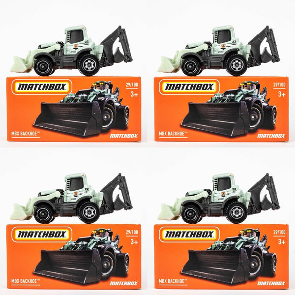 2022 Matchbox Power Grabs #29 MBX Backhoe GREEN | NATIONAL PARKS | 4-PACK LOT