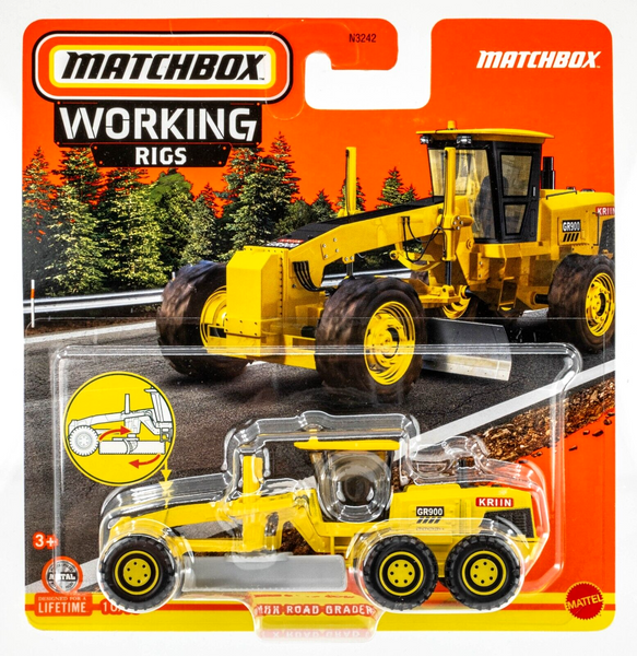 2024 Matchbox Working Rigs #10 MBX Road Grader YELLOW | KRIIN GR900 | FSC