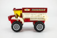 2015 Matchbox #42 Sowing Machine DARK RED | RINGED 8-SPOKE WHEEL | MINT