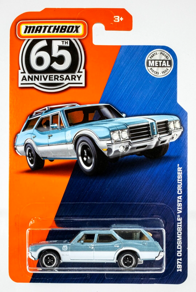 2018 Matchbox Sapphire Gems 1971 Oldsmobile Vista Cruiser | 65th | BLUE | FSC
