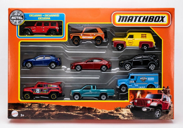 2022 Matchbox 9-Pack w/ Exclusive 2018 Jeep Wrangler JL RED | '55 Ford SHELL