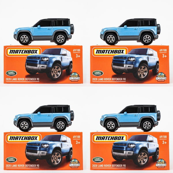 2022 Matchbox Power Grabs #69 2020 Land Rover Defender BLUE | 4-PACK LOT | FSB