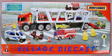 2021 Matchbox MBX Fire Rescue Hauler w/ Hazard Squad / Cones, Signs, & Fire