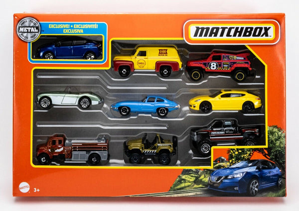 2022 Matchbox 9-Pack w/Exclusive Nissan Leaf DEEP BLUE PEARL / '55 Ford SHELL